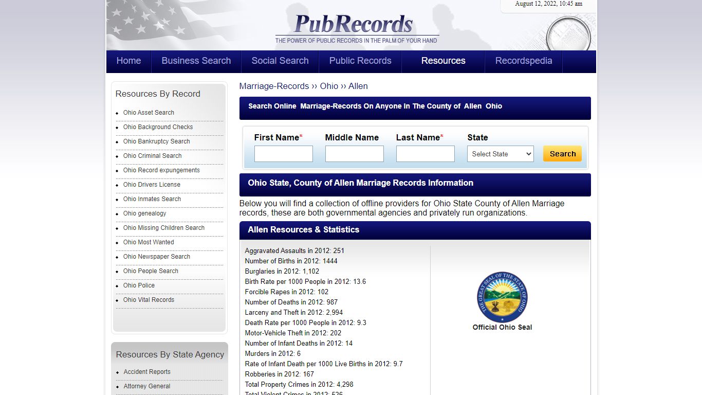 Allen County, Ohio Marriage Records