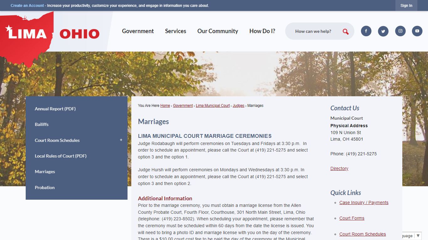Marriages | Lima, OH - Official Website